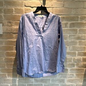 Blue cotton poplin shirt from Good Company in Austin, Texas.